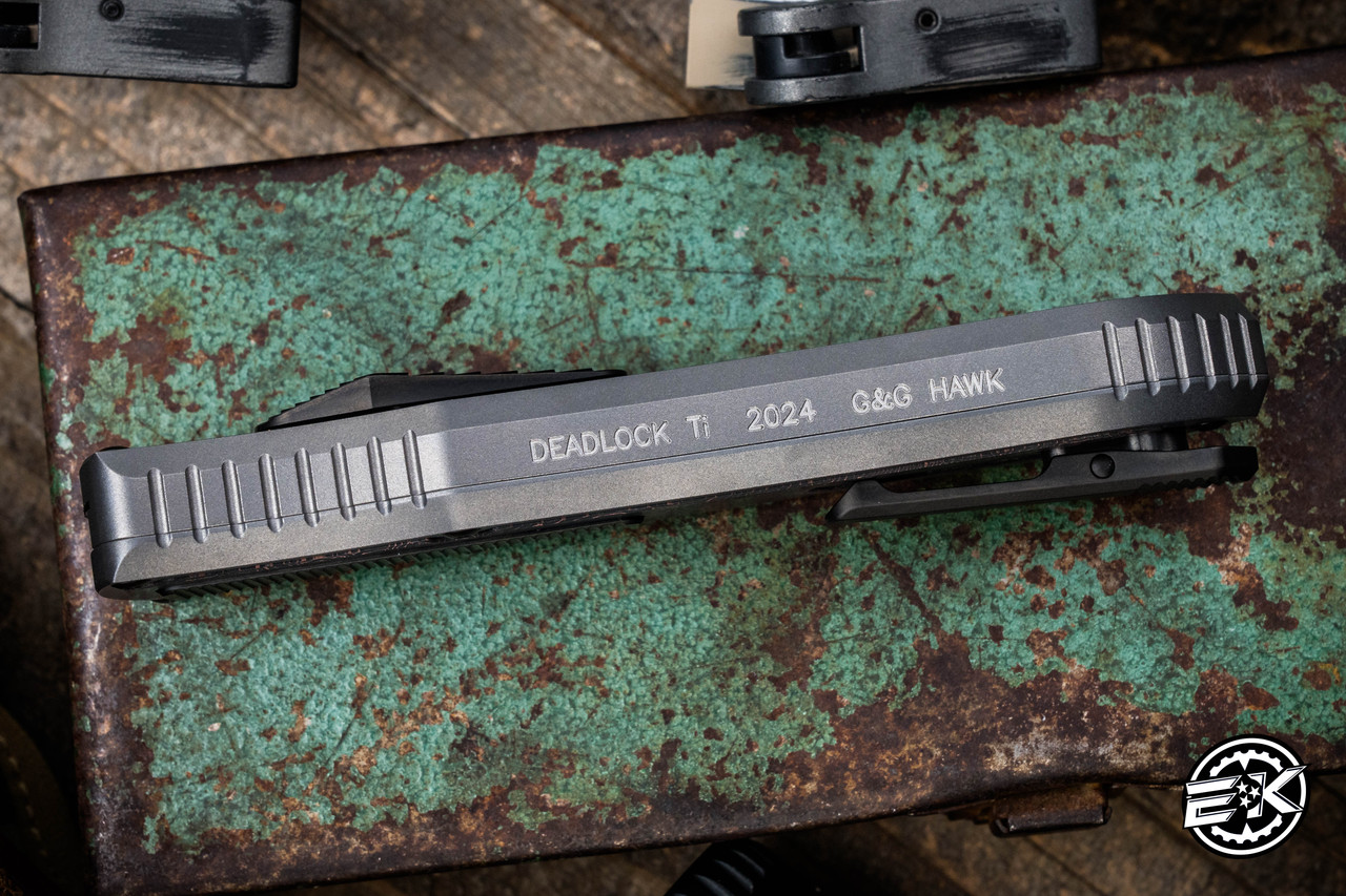 Hawk Knives Deadlock Model C Titanium/Red Carbon Inlay 3.5