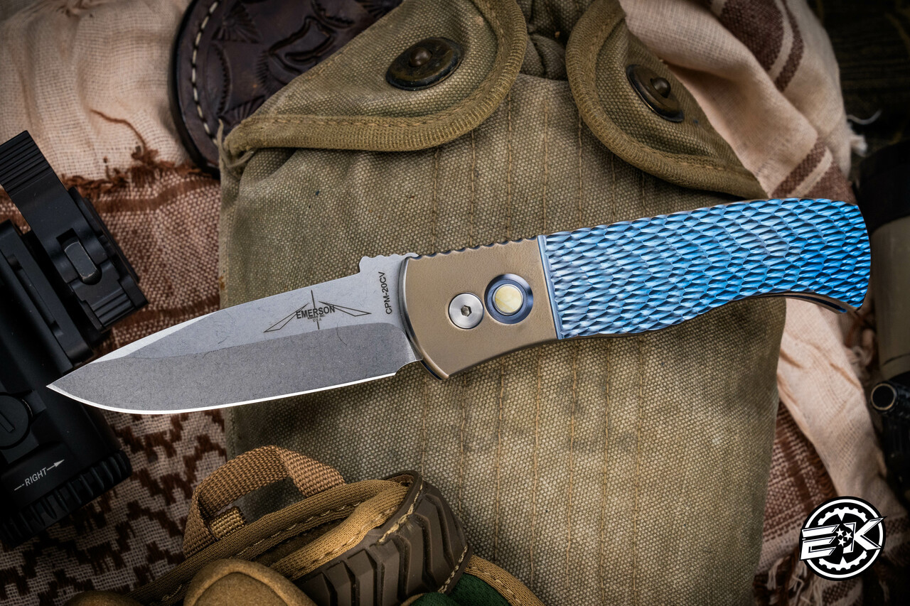 ProTech Emerson Custom CQC7 Automatic Folding Knife Gold/Blue