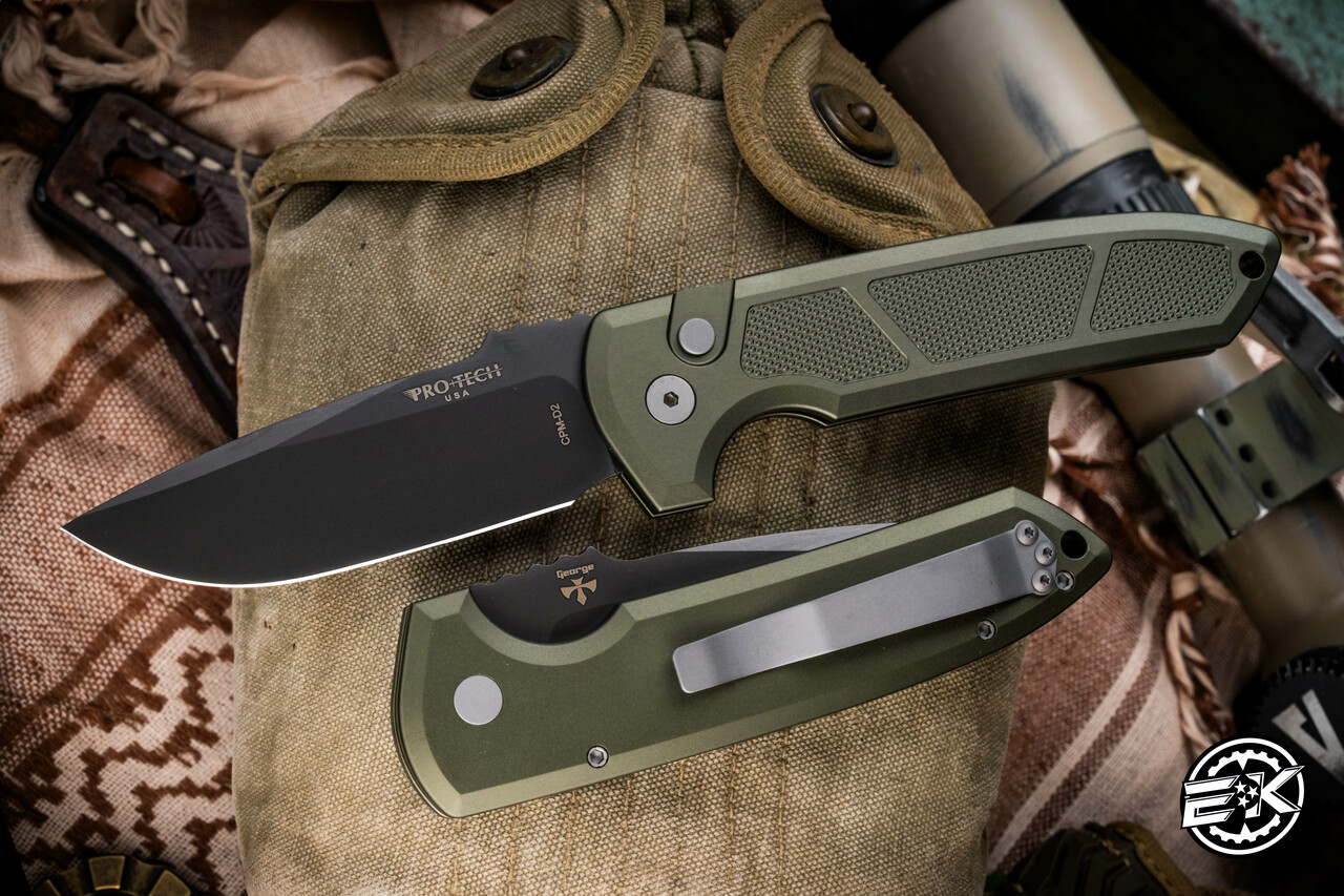 ProTech Rockeye Automatic Folding Knife Textured OD Green 3.4