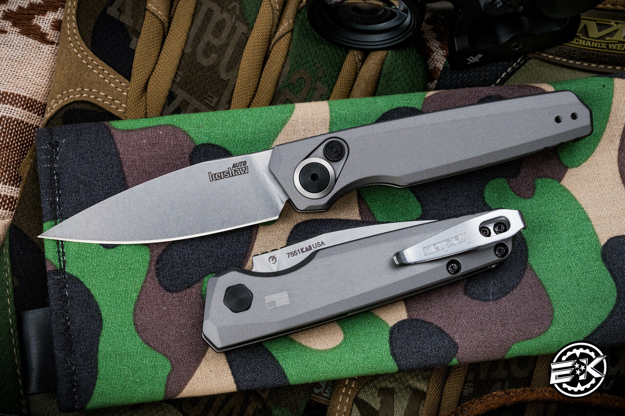 Kershaw Launch 18 Automatic Folding Knife Gray Aluminum 2.8