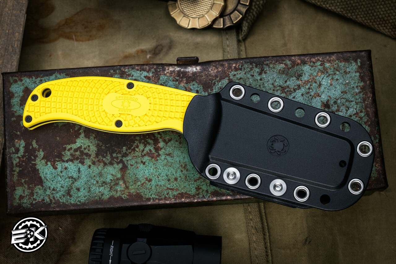 Spyderco Enuff Salt Fixed Blade Knife FRN Yellow 2.75 Sheepsfoot Satin  Serrated FB31SYL