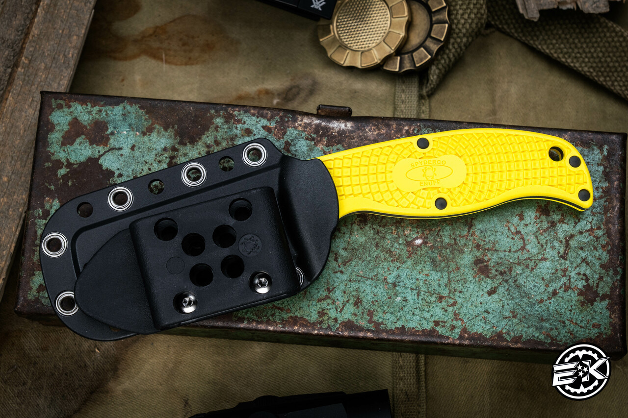 Spyderco Enuff Salt Fixed Blade Knife FRN Yellow 2.75 Spyderco Enuff Salt Fixed Blade Knife FRN Yellow 2.75