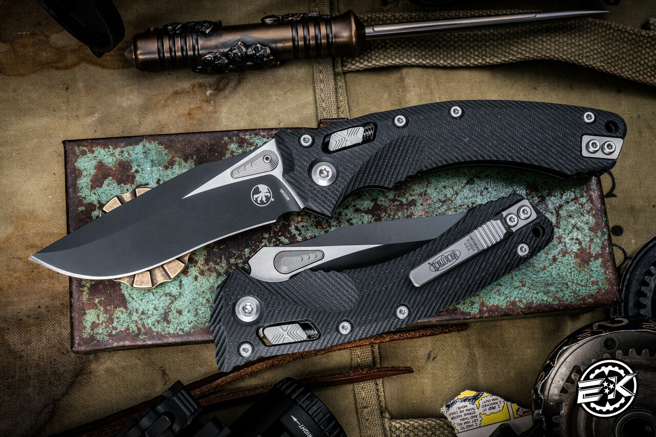 Microtech Amphibian Ram-LOK Folding Knife Fluted Black G10 3.9