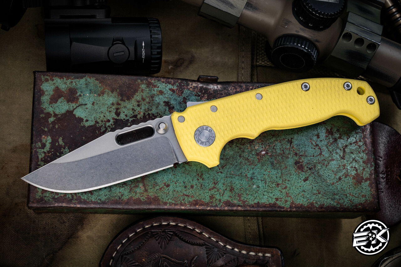 Demko Knives MG AD20S Yellow G10 Shark Lock Folder 20CV Clip Point