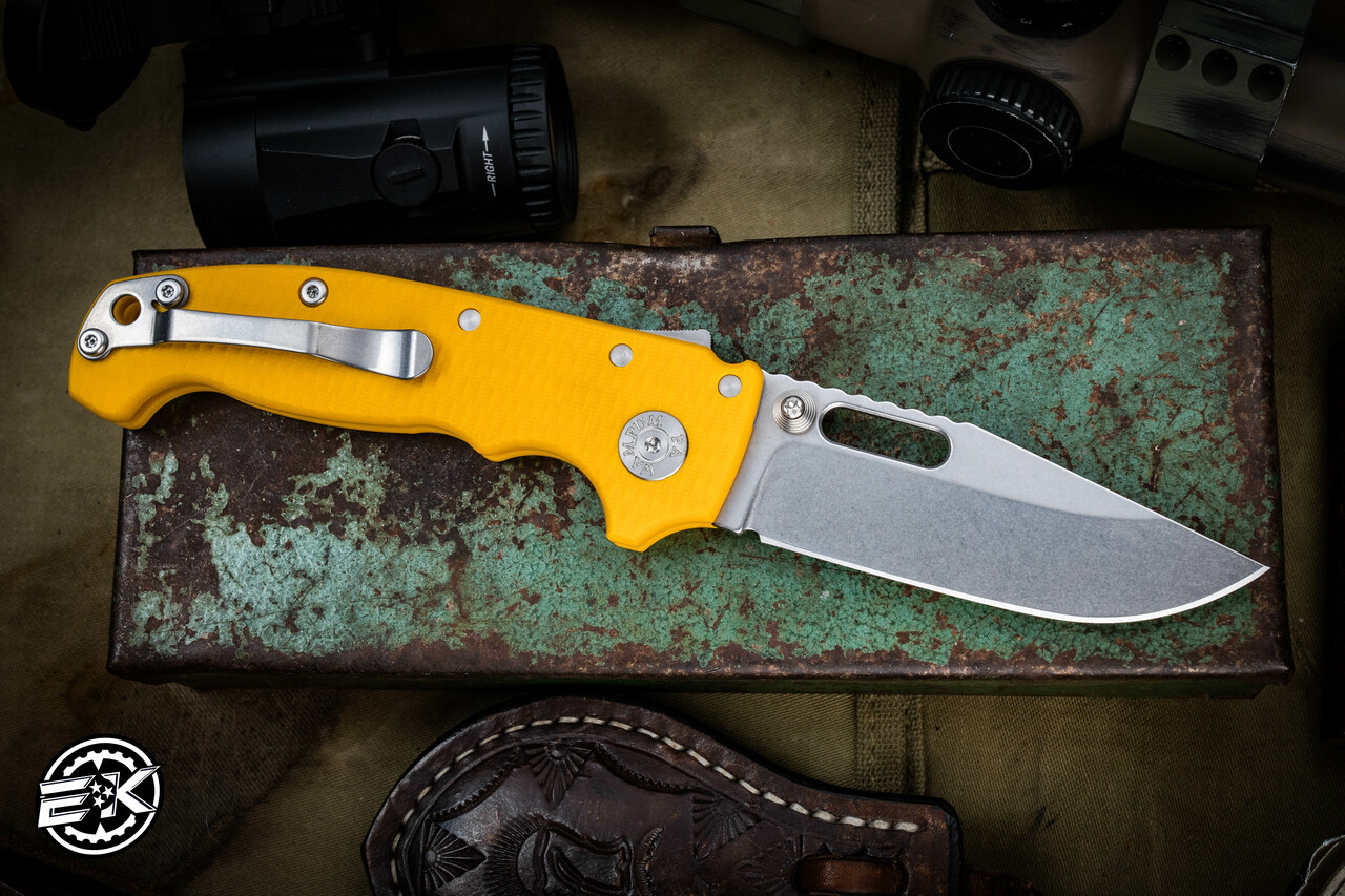 Demko Knives MG AD20S Bright Yellow G10 Shark Lock Folder 20CV