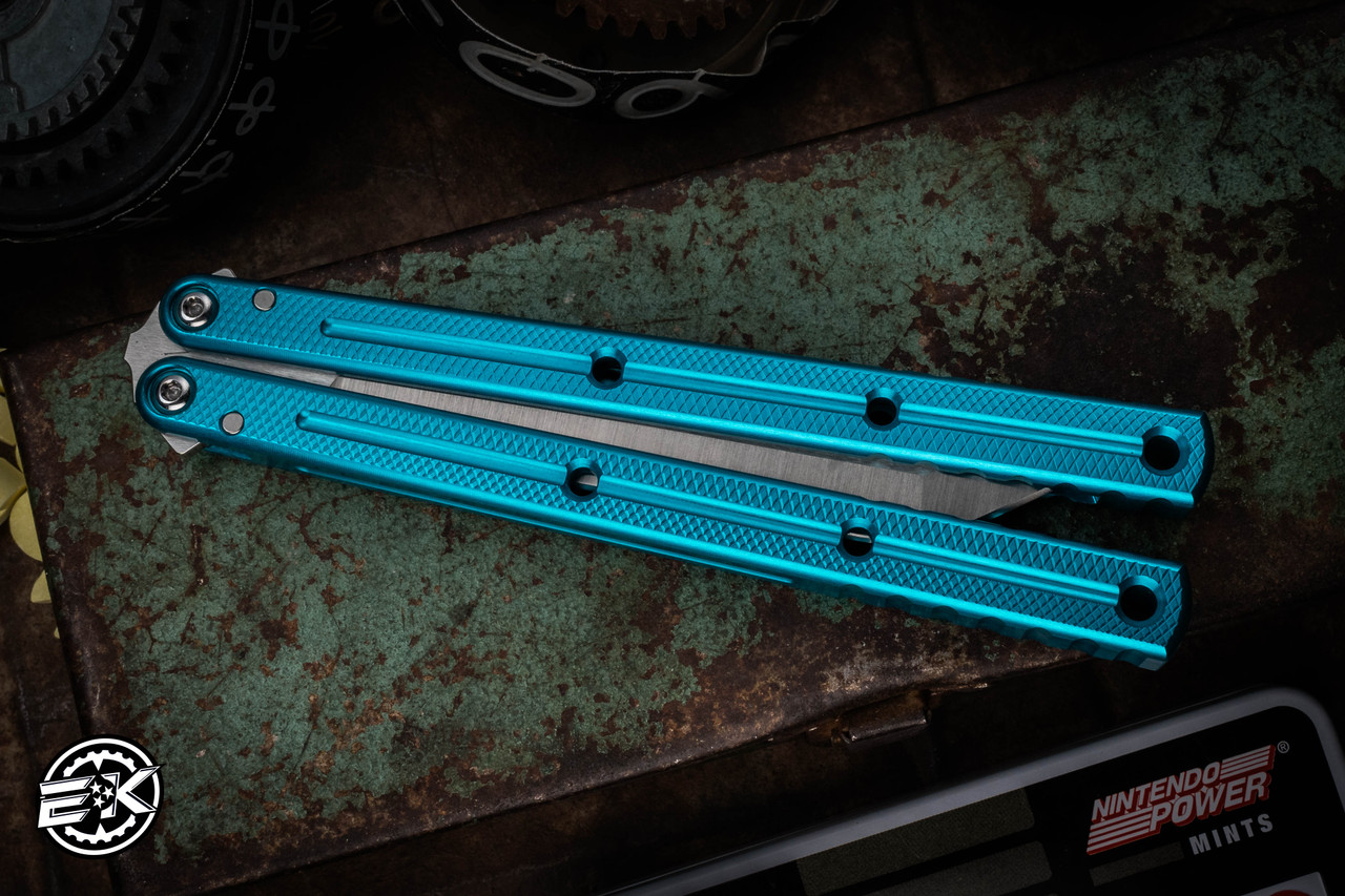 Squid Industries Krake Raken V3 Teal Butterfly Balisong 4.3