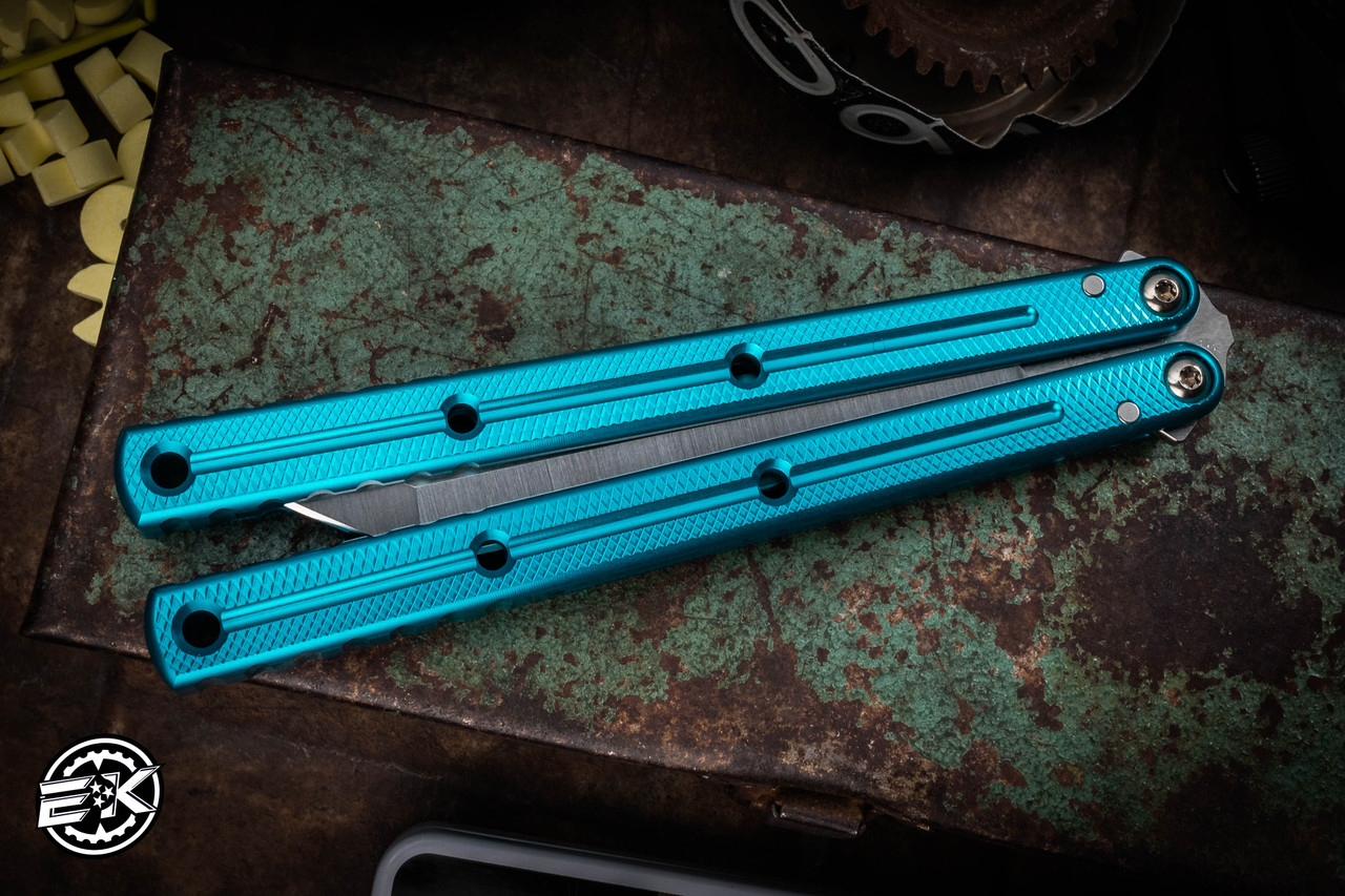 Squid Industries Krake Raken V3 Teal Butterfly Balisong 4.3
