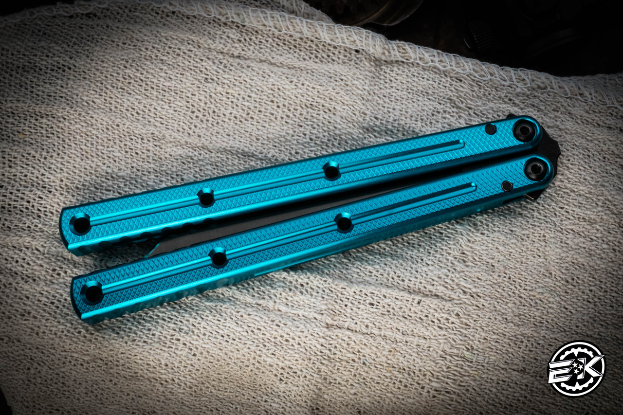 Squid Industries Krake Raken V3 Teal Butterfly Balisong 4.3