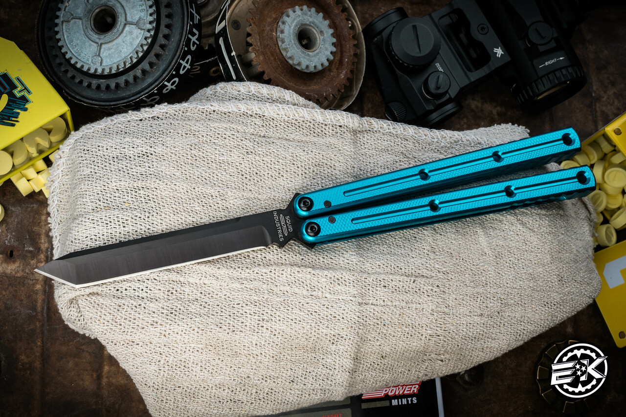 Squid Industries Krake Raken V3 Teal Butterfly Balisong 4.3
