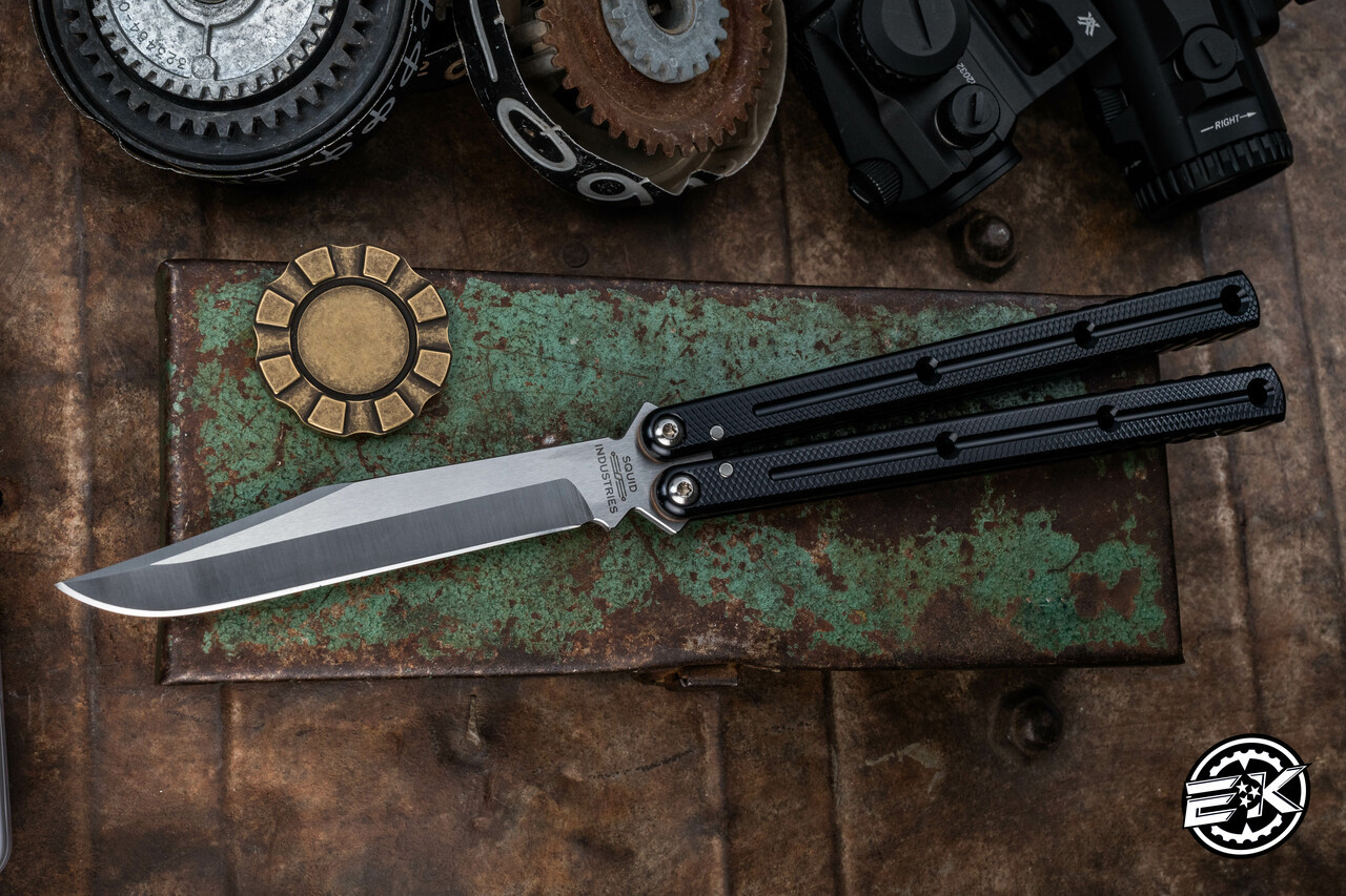 Squid Industries Krake Raken V3 Black Butterfly Balisong 4.3