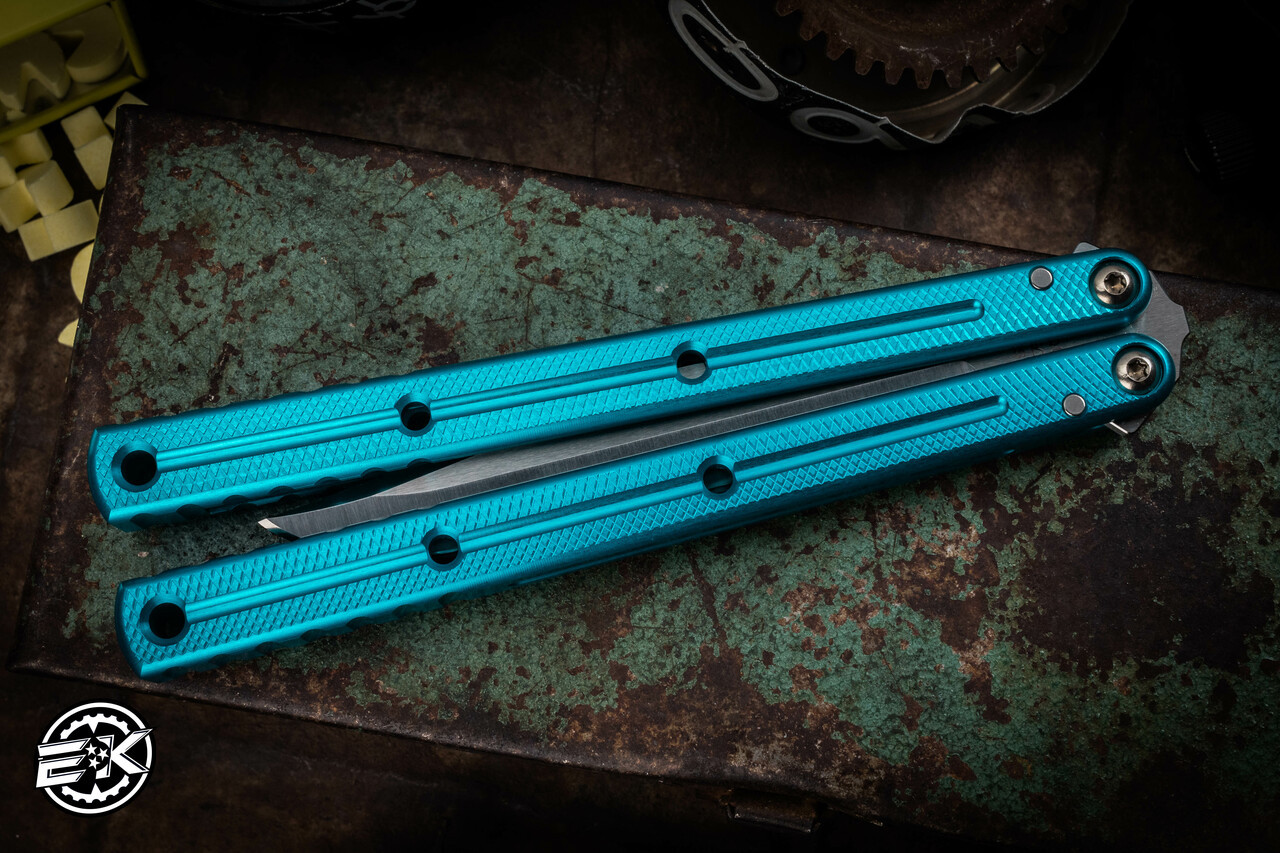Squid Industries Krake Raken V3 Teal Butterfly Balisong 4.3