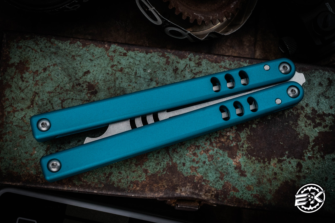 Squid Industries Mako V4.5 Teal Balisong Bottle Opener Trainer 4.3 