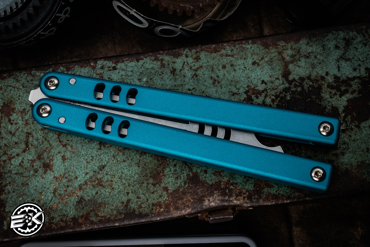 Squid Industries Mako V4.5 Teal Balisong Bottle Opener Trainer 4.3 