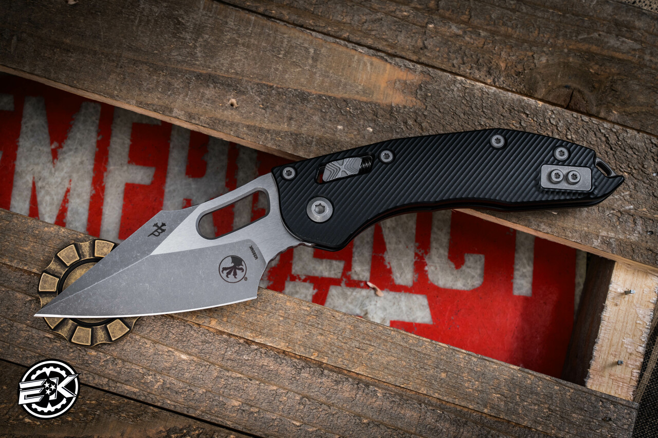 Microtech/Borka Stitch Ram-Lok Manual Folder Black Fluted Aluminum