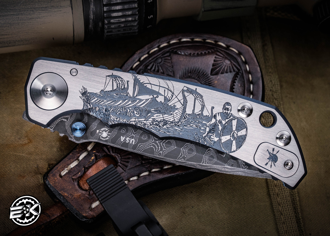 Spartan Blades SHF Harsey Folder Viking Engraved Titanium 4