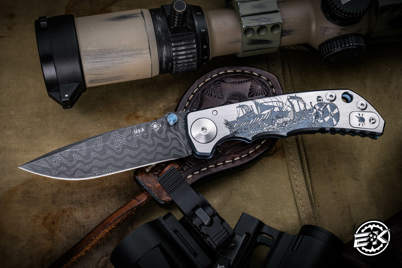 【オリジナルシール残存】Hafis（ハフィス）17石 スイス製 手巻き （稼働） Spartan Blades SHF Harsey Folder Viking Engraved Titanium 4