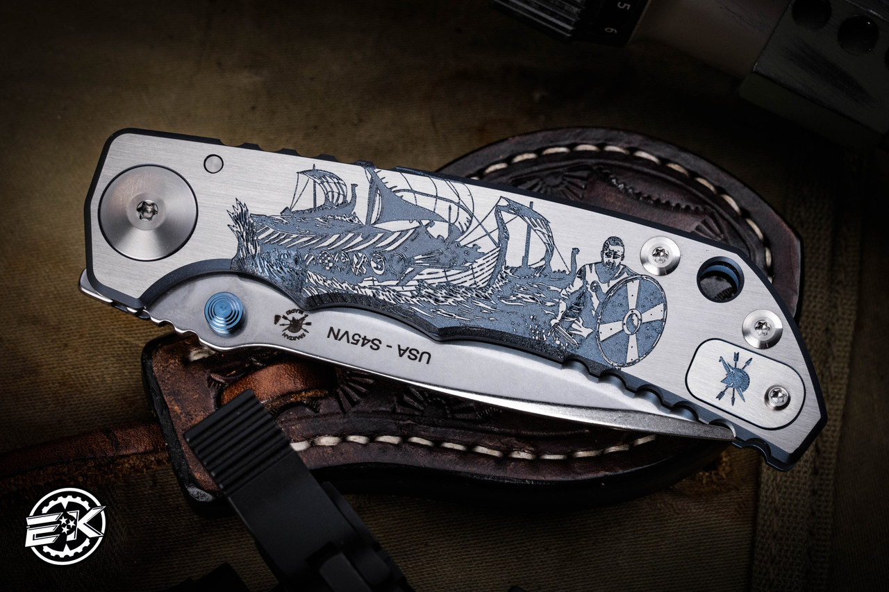 Spartan Blades SHF Harsey Folder Viking Engraved Titanium 4
