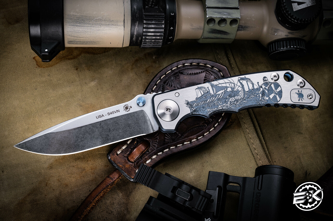 Spartan Blades SHF Harsey Folder Viking Engraved Titanium 4