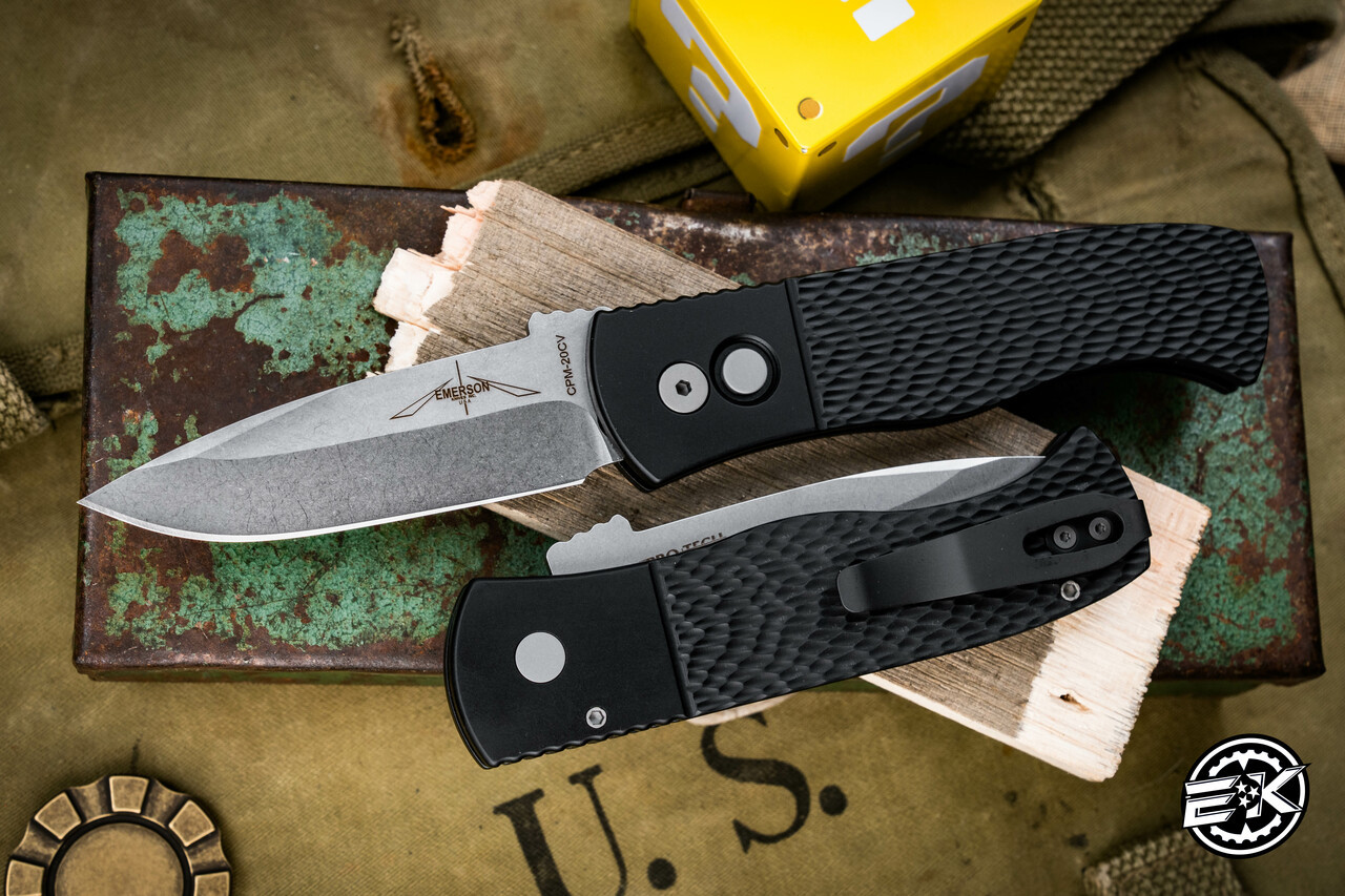 ProTech/Emerson CQC7 Automatic Folding Knife Black Jigged 3.25  