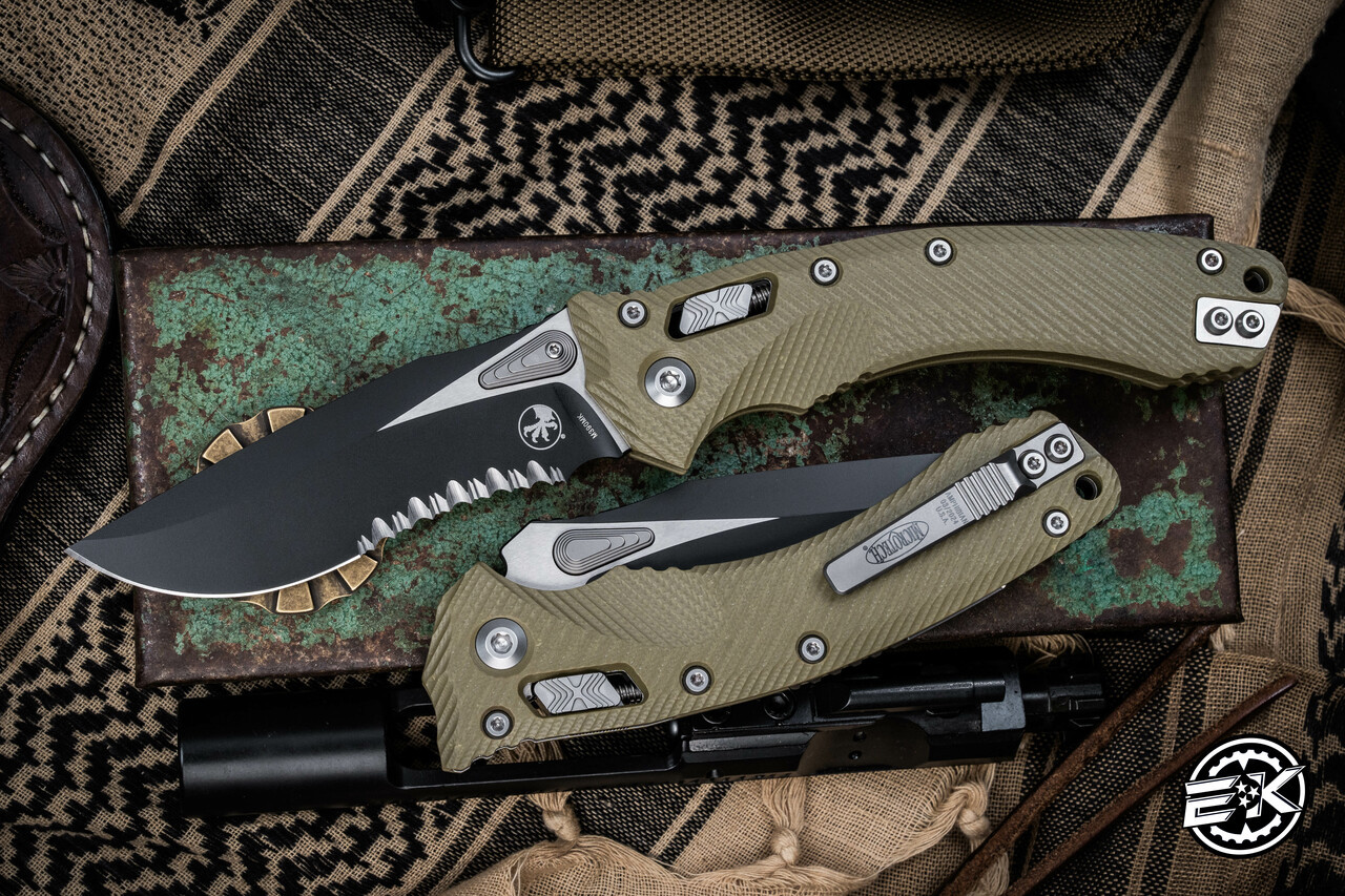 Microtech Amphibian Ram-LOK Folding Knife Fluted OD Green G10 3.9