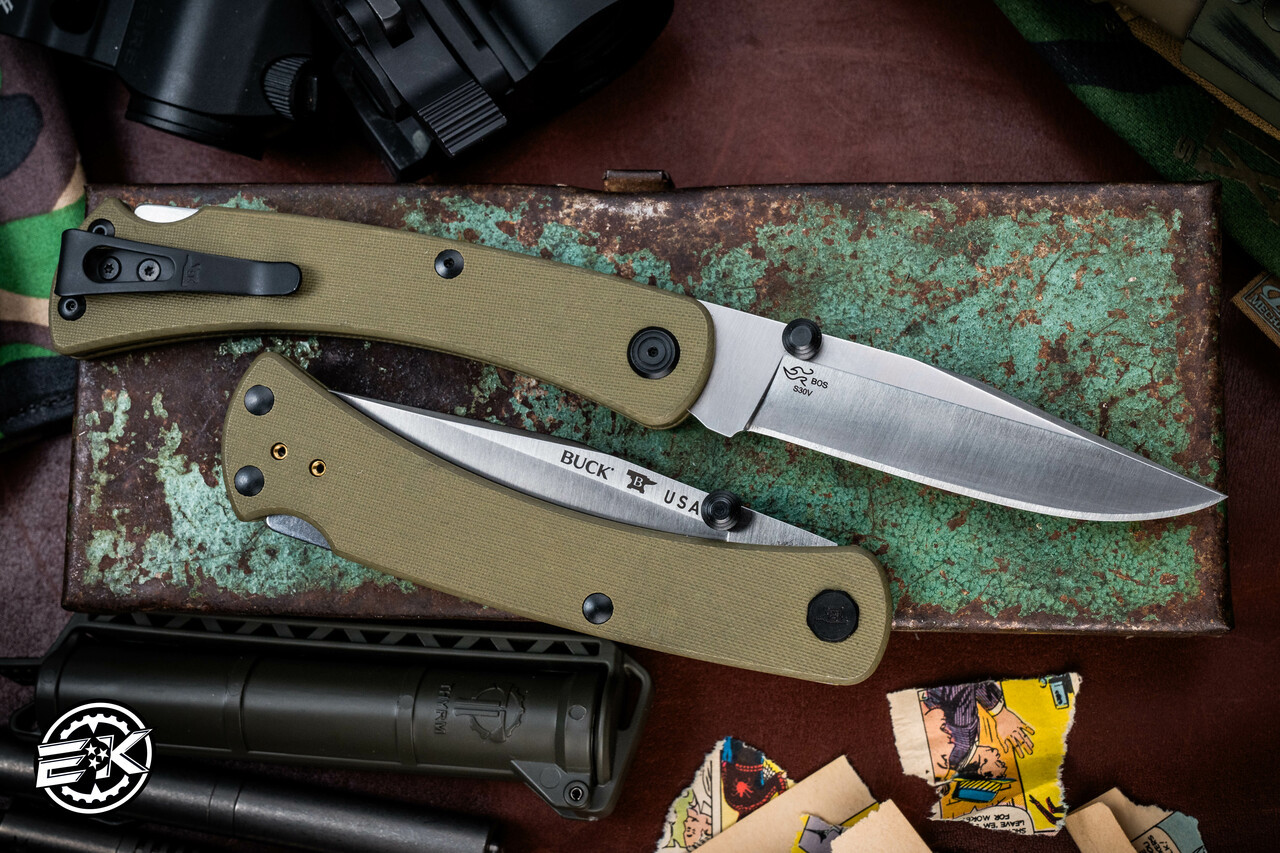Buck 110 Slim Pro TRX Lockback Knife OD Green G-10 3.75