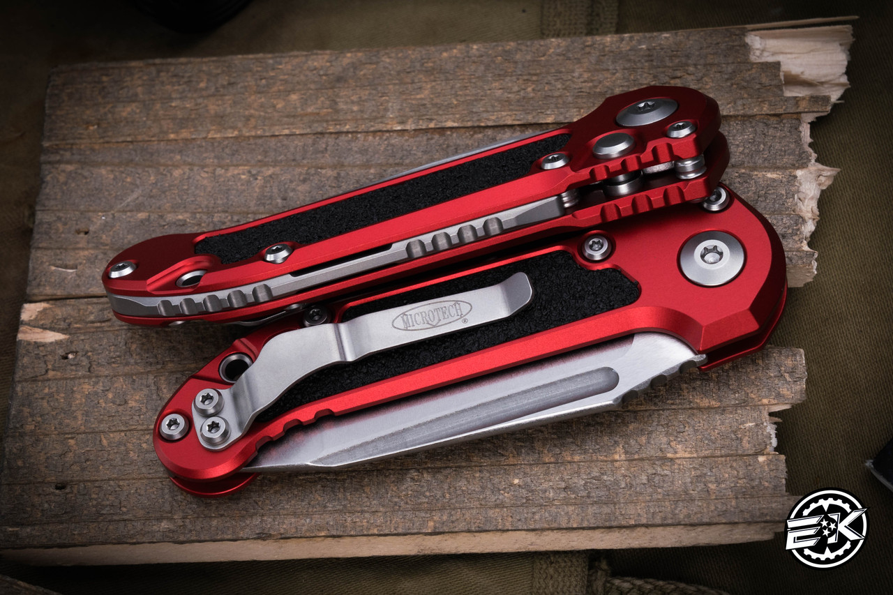 Microtech LUDT Gen III Automatic Folding Knife Red Aluminum/Grip