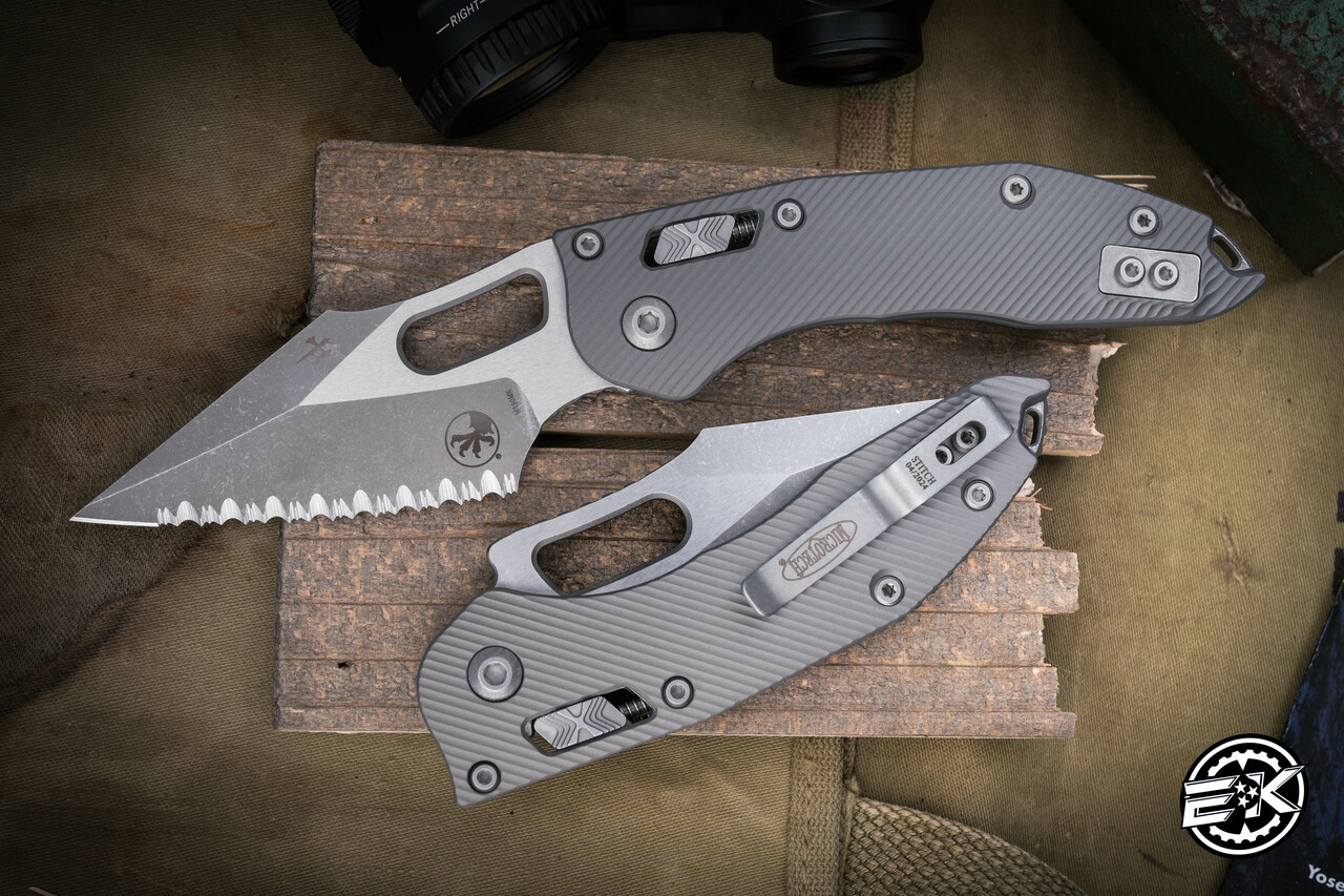 Microtech/Borka Stitch Ram-LOK Manual Folding Knife Natural Clear