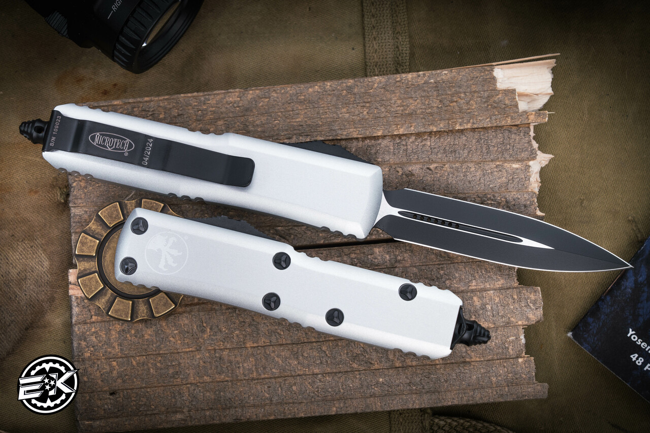 Microtech UTX-85 OTF Automatic Knife Clear Silver 3.1