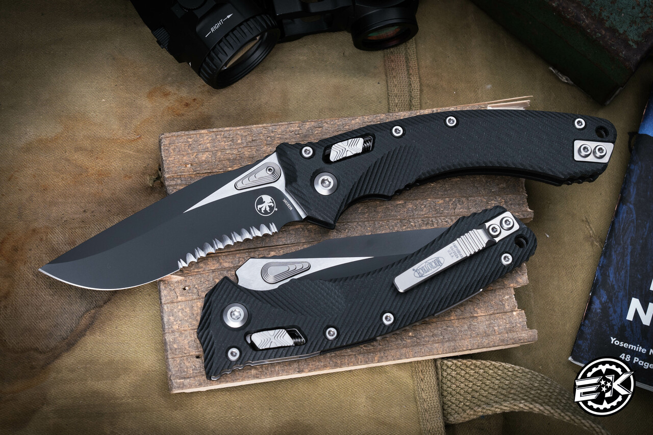 Microtech Amphibian Ram-LOK Folding Knife Fluted Black G10 3.9