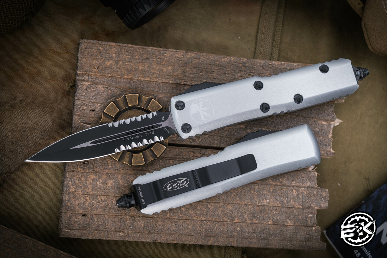 Microtech UTX-85 OTF Automatic Knife Clear Silver 3.1