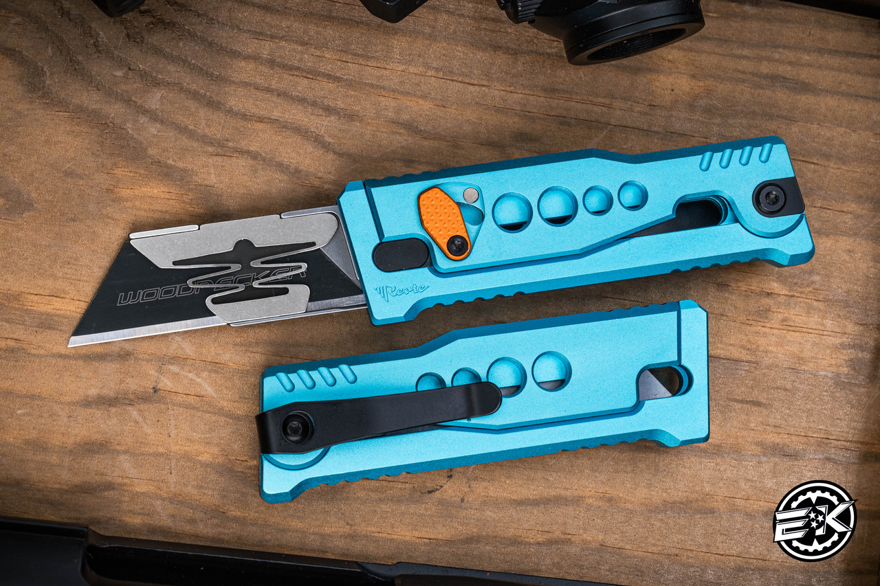 Reate EXO-U Gravity Utility Knife Blue Speedhole Aluminum 2.3