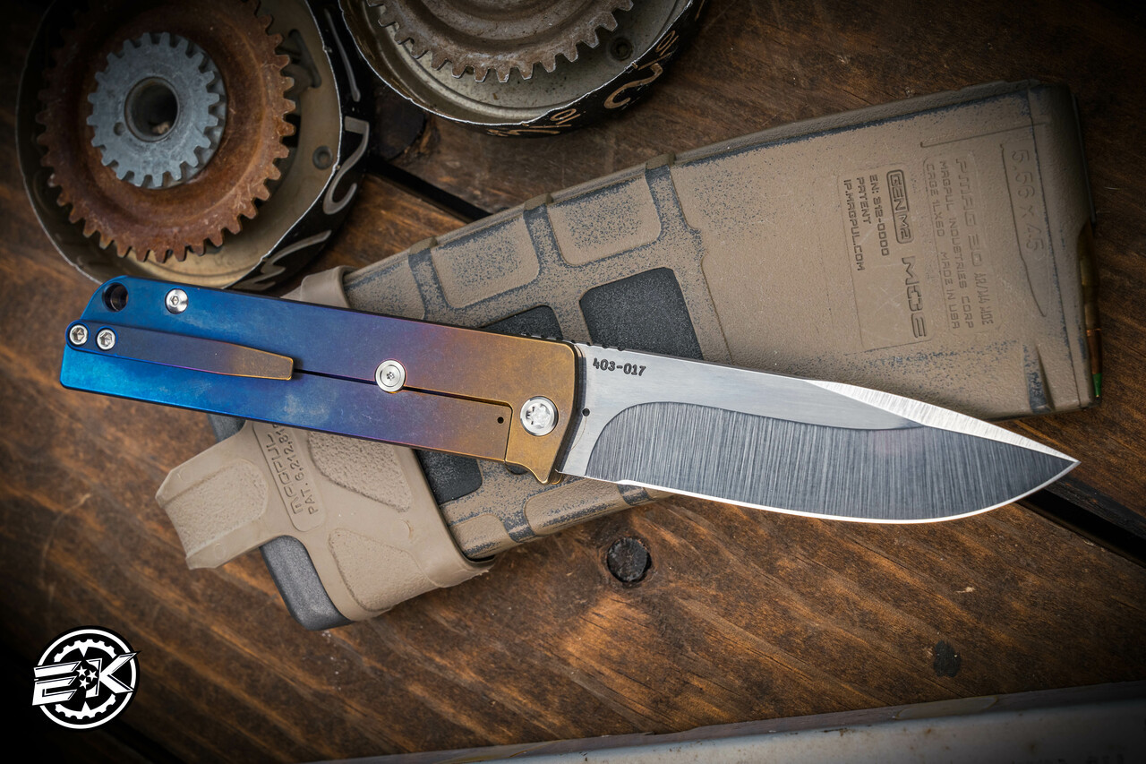 Medford Antik Front Flipper Folding Knife Blue-Violet-Bronze Fade