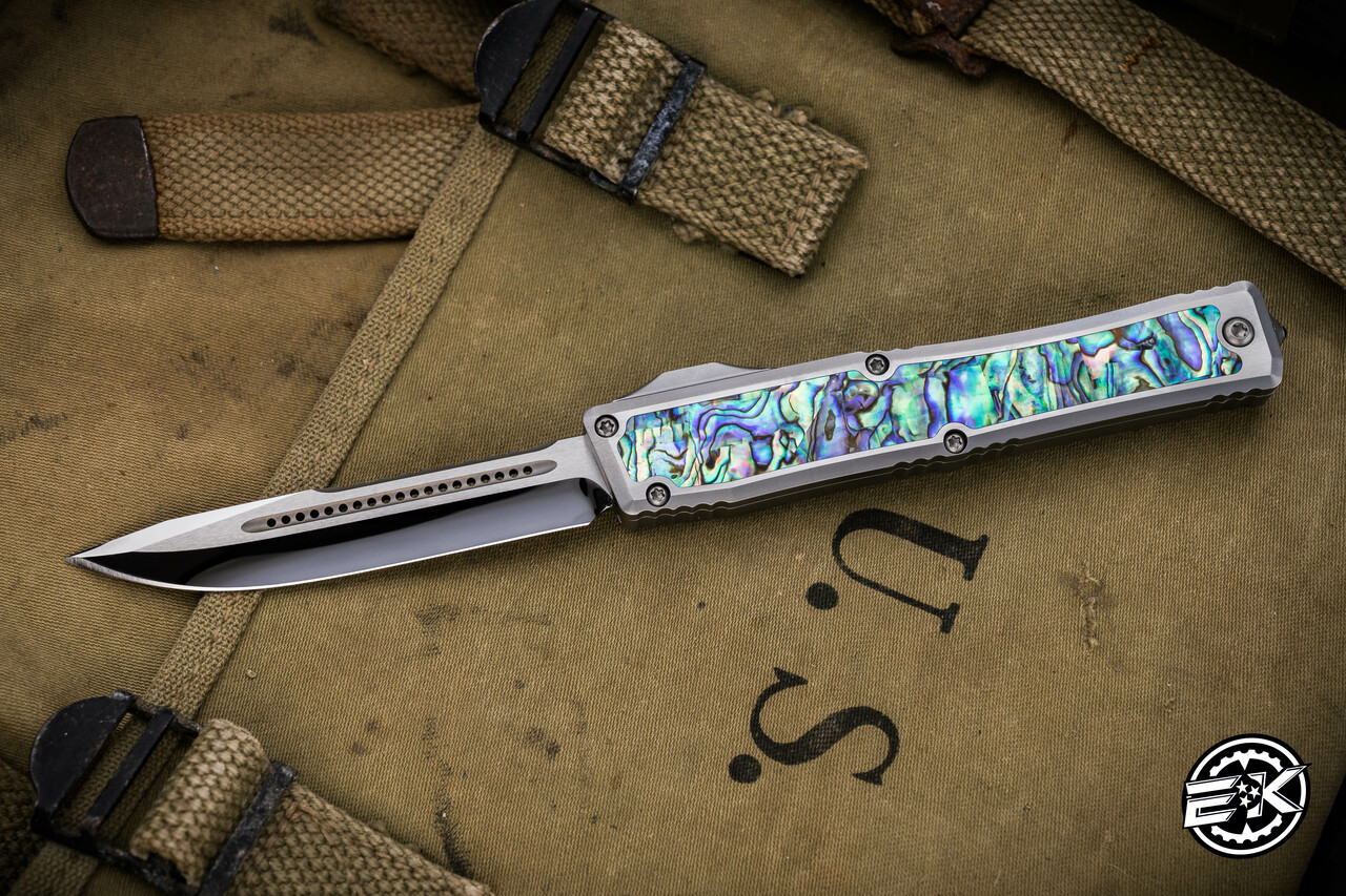 Heretic Knives Custom NYX Stainless Abalone Inlay OTF Automatic