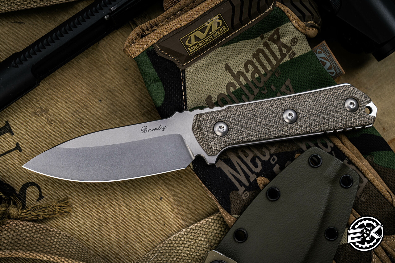 Lucas Burnley Kihoku Fixed Blade Knife Natural Linen Micarta 3.85