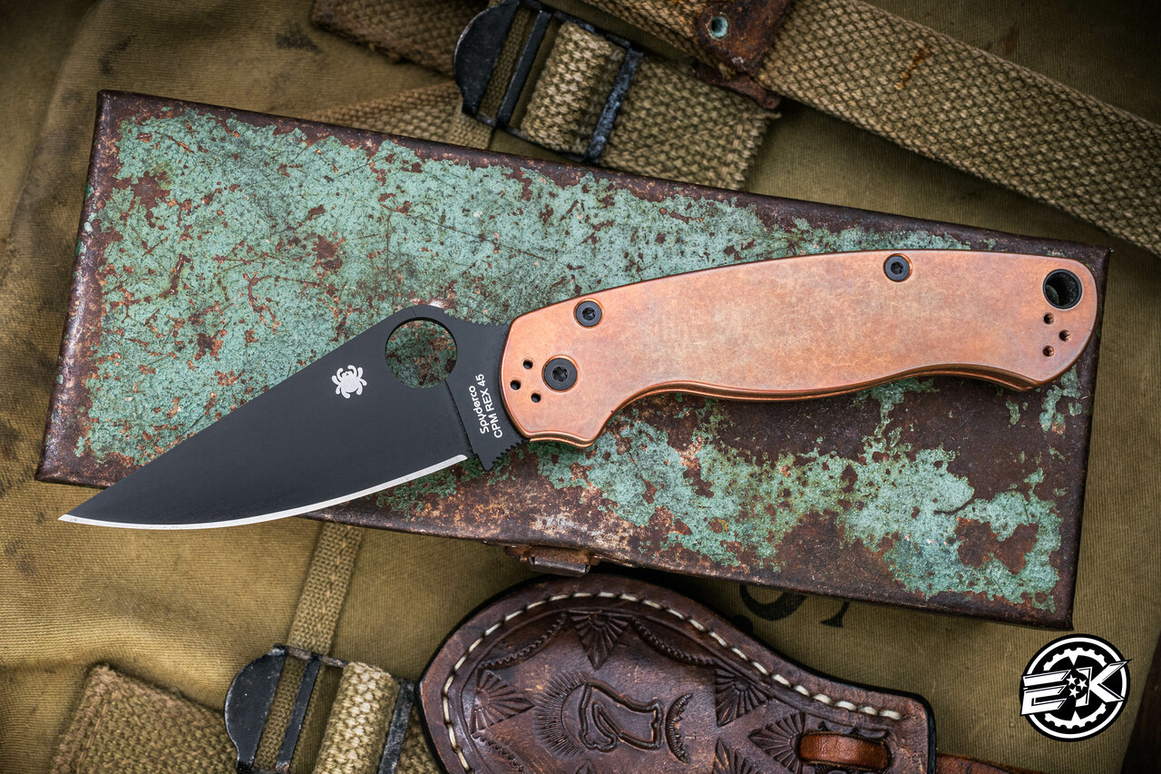 PREOWNED-Spyderco Paramilitary 2 Folding Knife Copper Scales 3.4