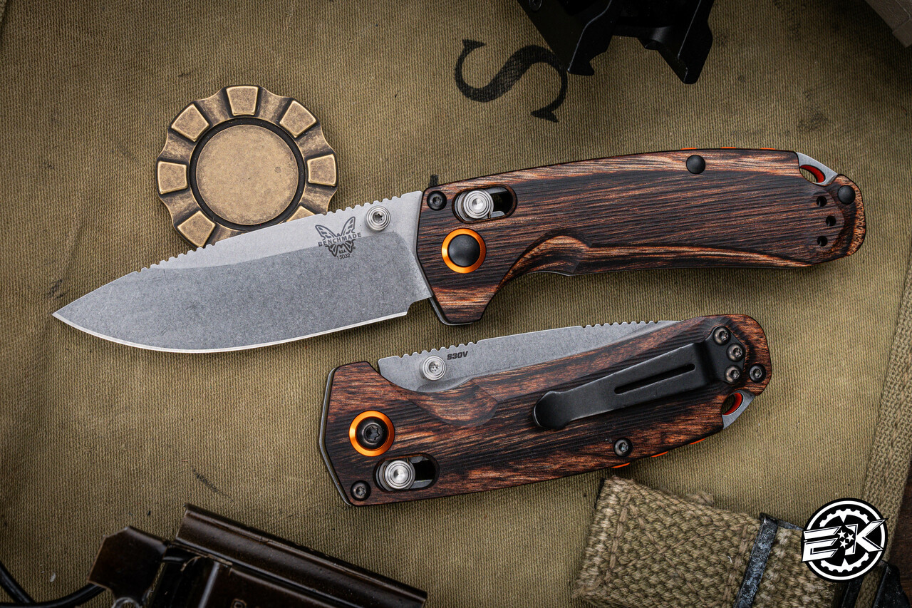 Benchmade Hunt North Fork AXIS Lock Folding Knife Stabilized Wood