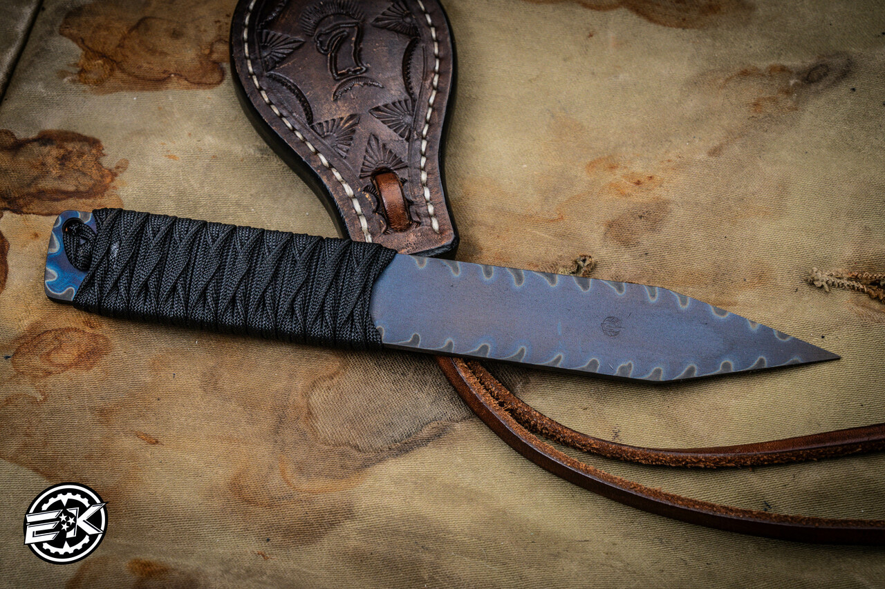 Strider Knives Nail Flamed Titanium Black Cord Wrapped 8.5