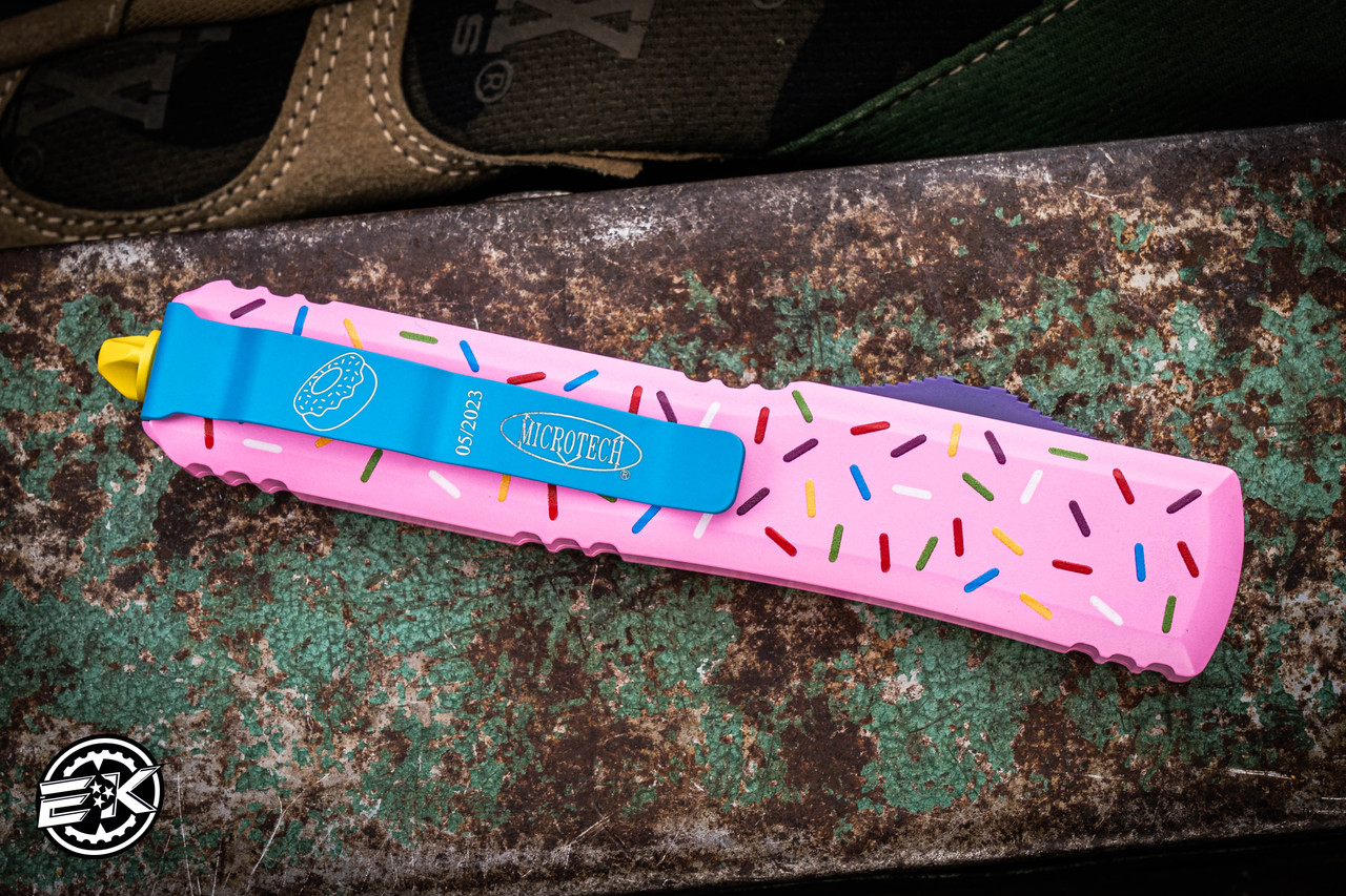 Microtech Ultratech Dessert Warrior Donut Pink OTF Knife 3.4" Dagger 1221DW