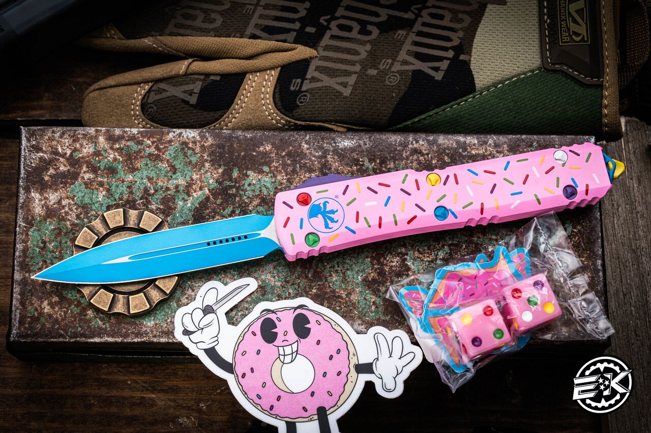 Microtech Ultratech Dessert Warrior Donut Pink OTF Knife 3.4" Dagger 1221DW