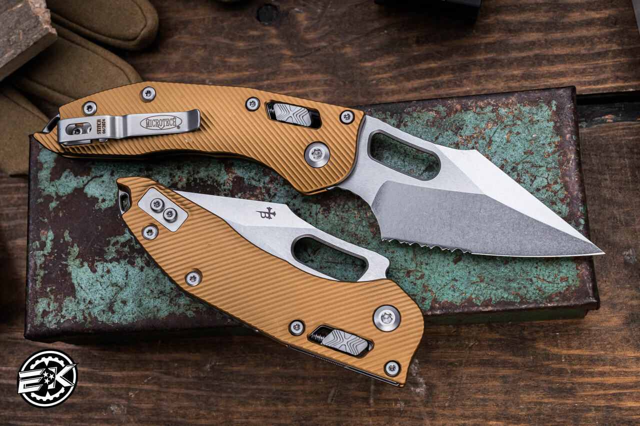 Microtech/Borka Blades Stitch Ram-Lok Manual Folder Tan Fluted