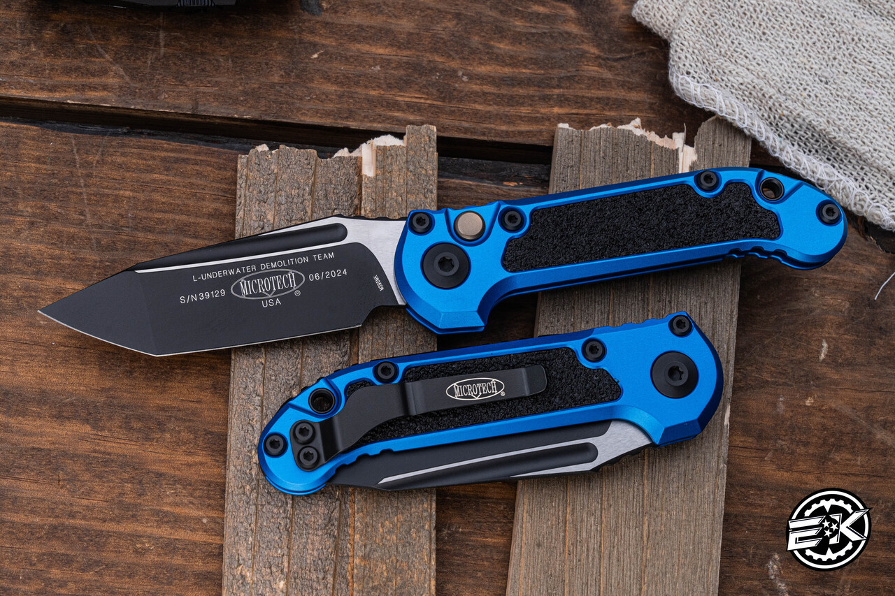 Microtech LUDT Gen III Automatic Folding Knife Blue Aluminum 3.4