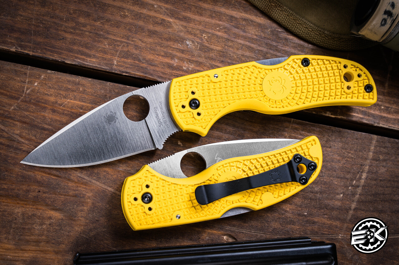 Spyderco Native 5 Salt Lockback Knife Yellow FRN 3