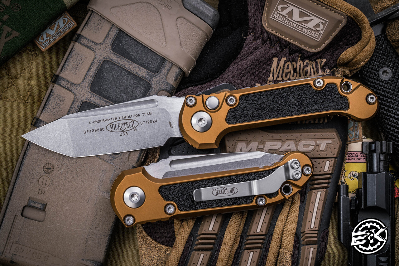 Microtech LUDT Gen III Automatic Folding Knife Tan Aluminum/Grip