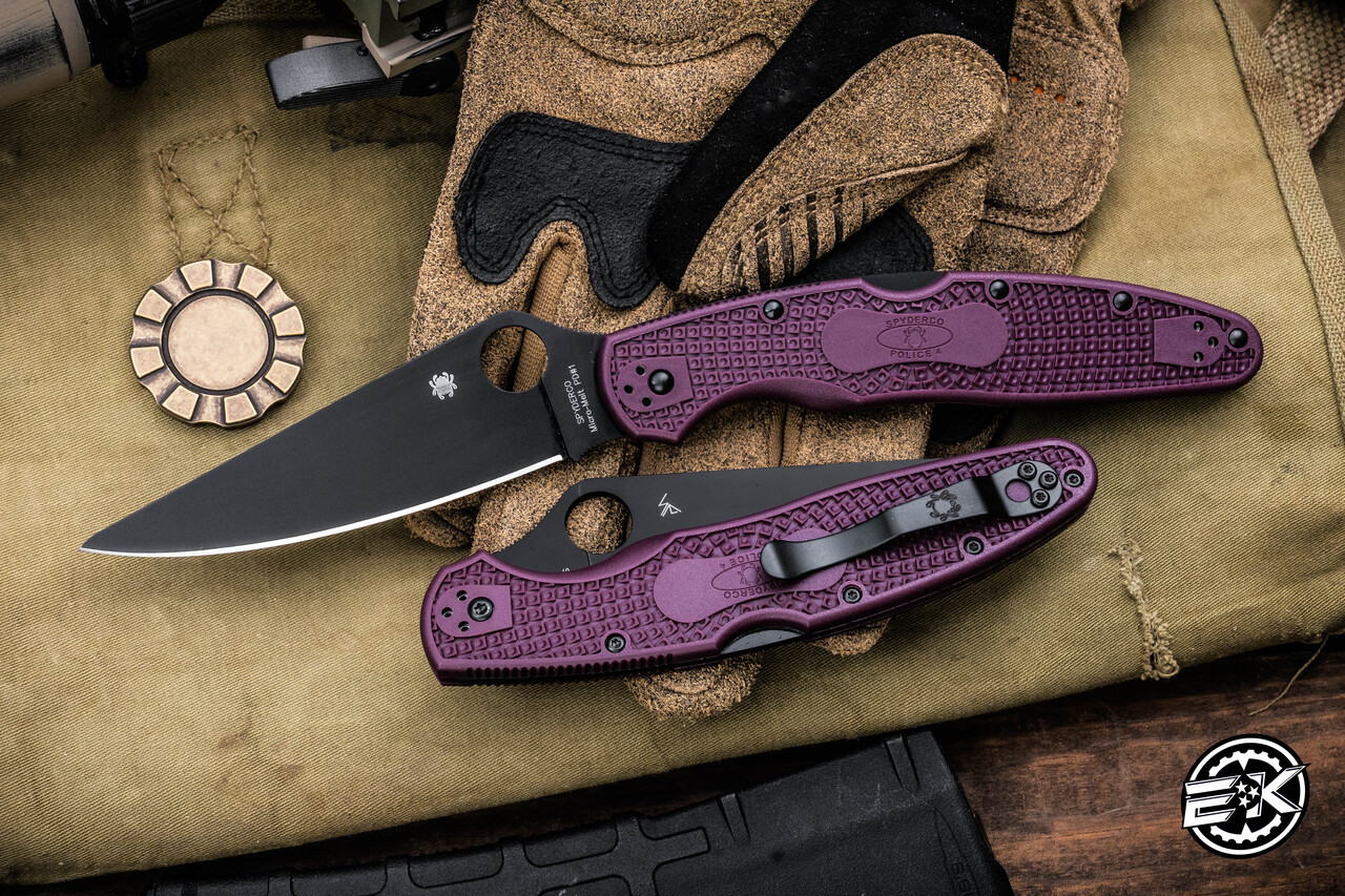 Spyderco Police 4 Lightweight Lockback Folding Knife Burgundy FRN Spyderco Police 4 Lightweight Lockback Folding Knife Burgundy FRN