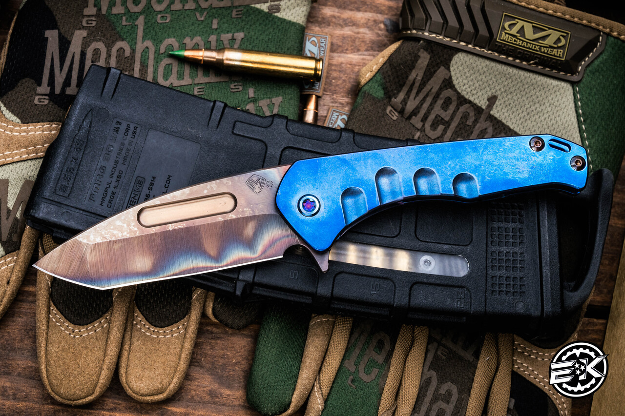 Medford Praetorian Slim Flipper Folding Knife Dark Blue Titanium