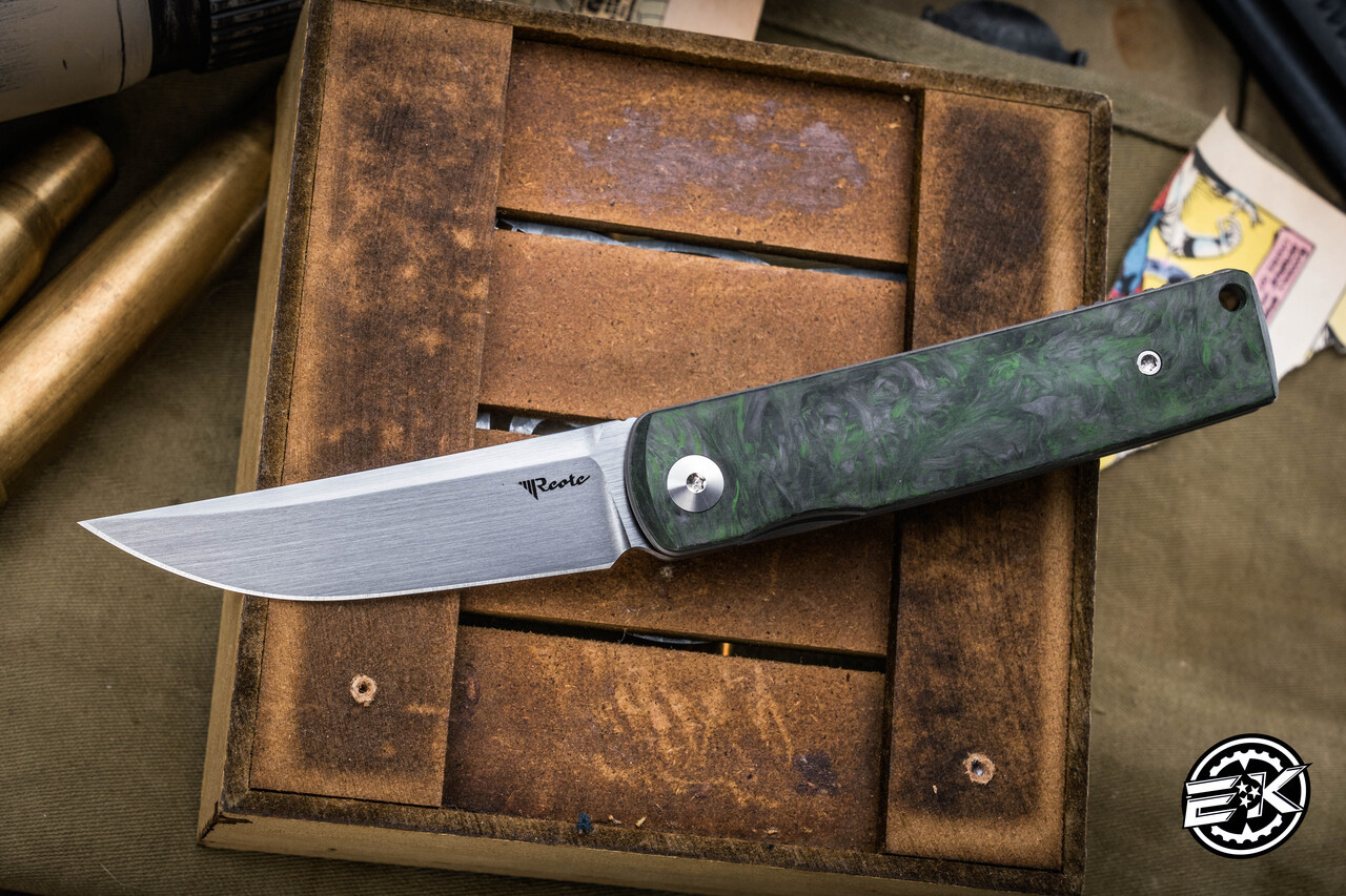 Reate Knives Bushido Front Flipper Liner Lock Knife Green Dark