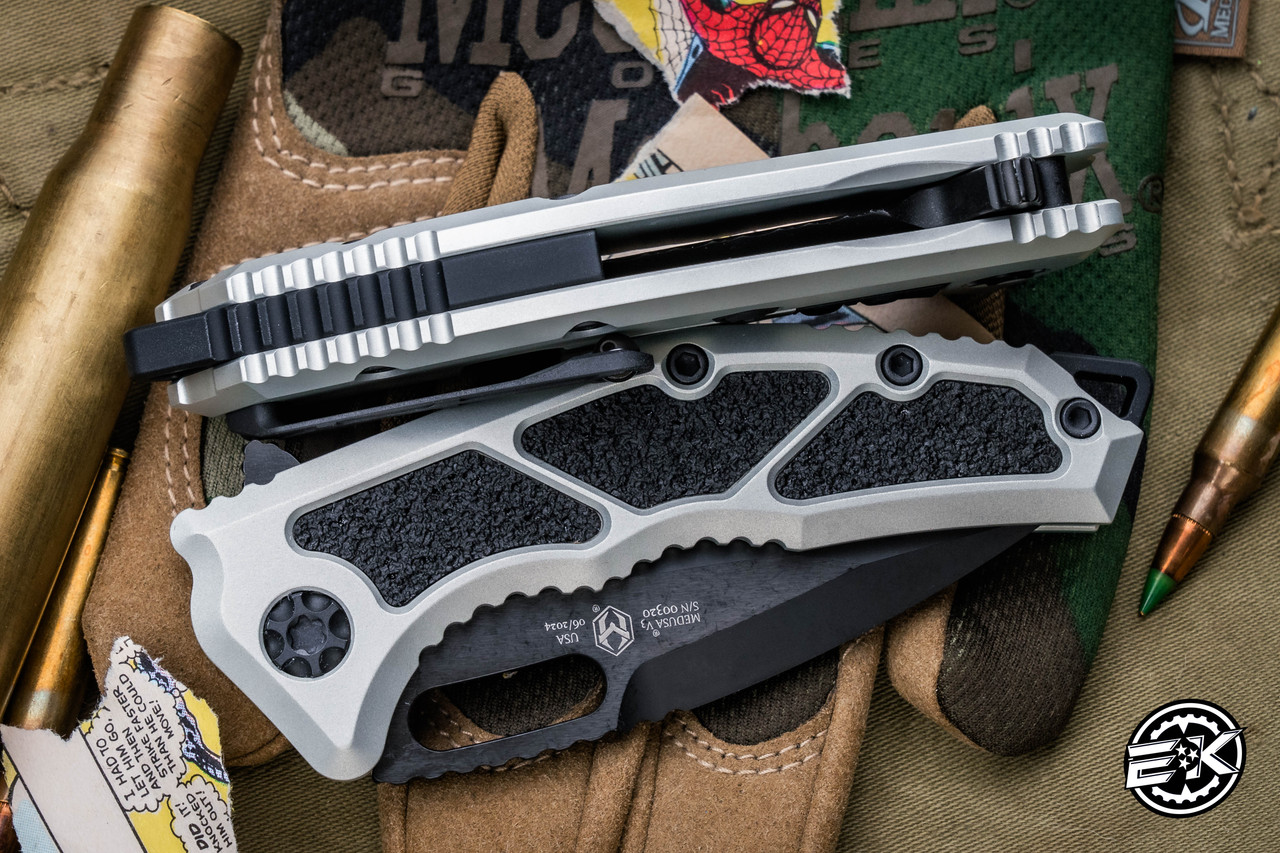Heretic Knives Medusa Manual Folding Knife Aluminum Natural Gray
