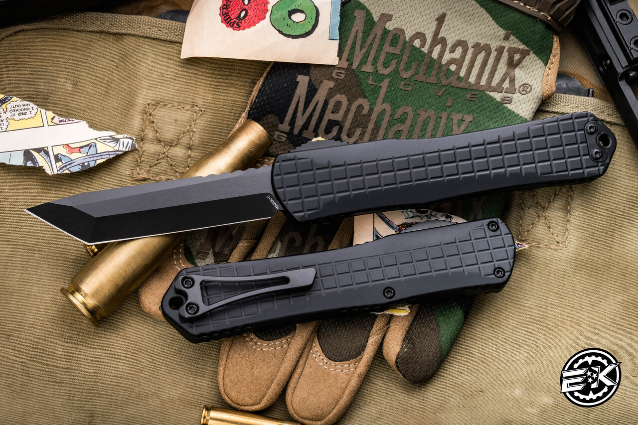 Heretic Knives Manticore X OTF Knife Black Grenade Grip 3.75