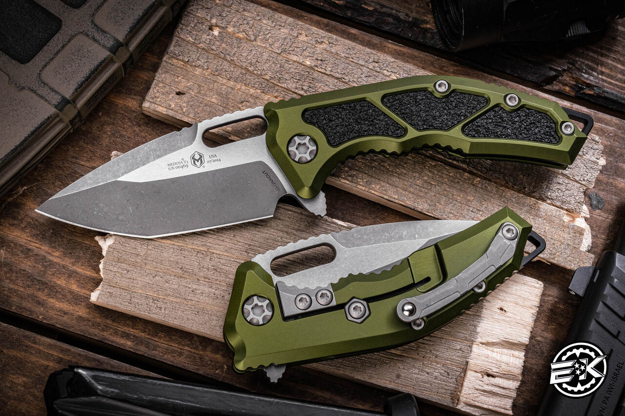 Heretic Knives Medusa Green Manual Folding Knife 3.25