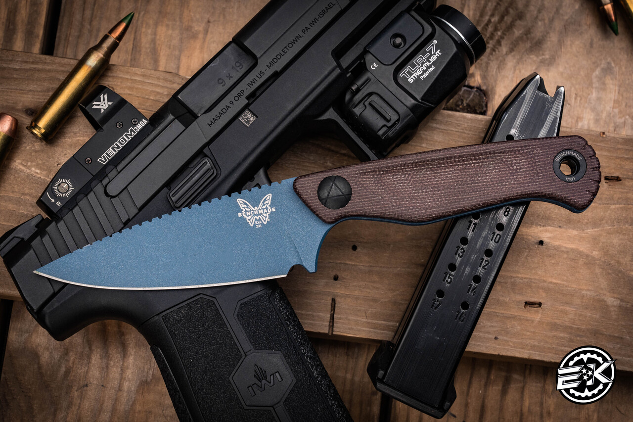 Benchmade Dacian Fixed Blade Knife Brown Canvas Micarta 3.5